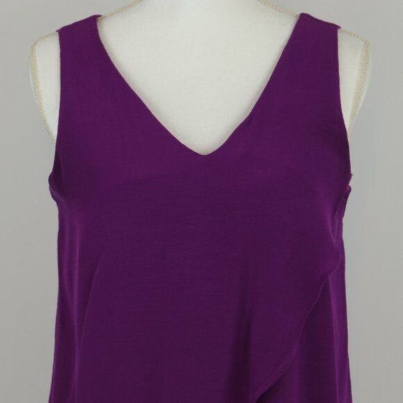 Massimo Dutti Women's Medium Purple V-Neck Tulip Hem Woven Tank Top - Picture 2 of 7